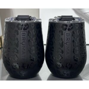 SET OF 2- BRUMATE UNCORK'D 14oz WINE TUMBLER, BLACK ONYX LEOPARD